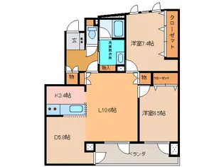 カーサ・ミア【3階】の間取り