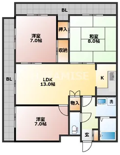 トーカンマンション五島町【13階】の間取り