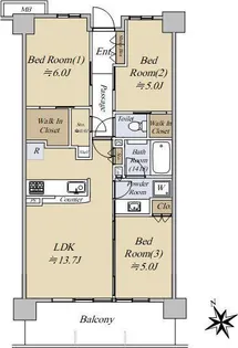 シティテラス横濱綱島ガーデンズ【7階】の間取り