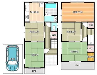 大阪府柏原市旭ケ丘2【一戸建】の間取り