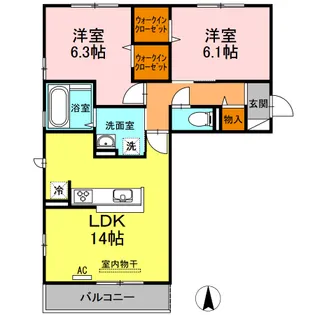 徳島県板野郡藍住町住吉字江端【アパート】の間取り