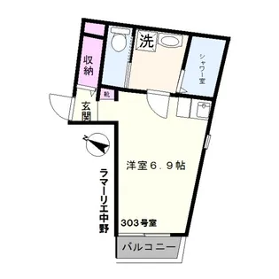 ラマーリエ中野【3階】の間取り