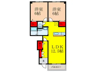 ヌーベルアンジュ【1階】の間取り