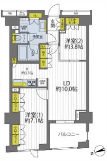イニシアイオ新宿夏目坂【2階】の間取り