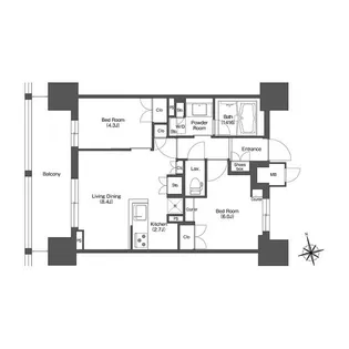 LIBR GRANT 西新宿EAST【11階】の間取り