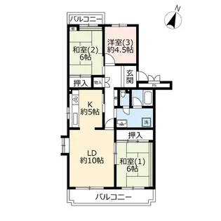 URパークタウン若宮【4階】の間取り