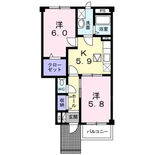 ソレイユルヴァンA【1階】の間取り