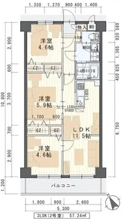 グリシーヌ・S【6階】の間取り