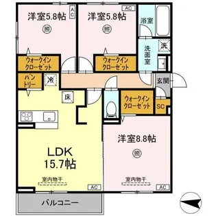 ロイヤルタウン富の原I【1階】の間取り