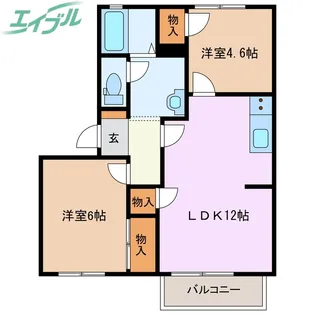 グランドール日永B棟【1階】の間取り