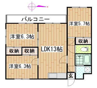 プリンセスコート山崎【1階】の間取り