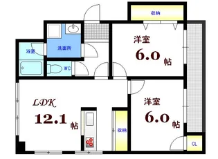 本町マンション【2階】の間取り