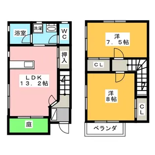 愛知県海部郡蟹江町西之森9【一戸建】の間取り