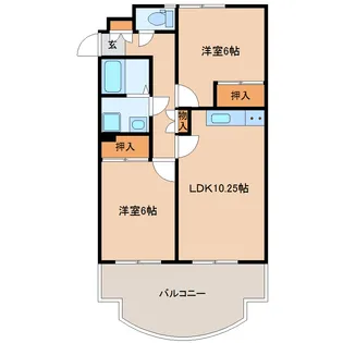 パルコ島2LDK【3階】の間取り