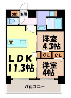 プレサンス名古屋菊井セルカ【11階】の間取り