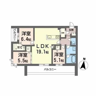 サザンブライト碩田【3階】の間取り