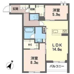 リヴァソーレ【3階】の間取り