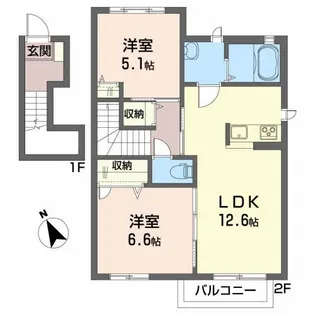 メゾンMAST八山田A【2階】の間取り