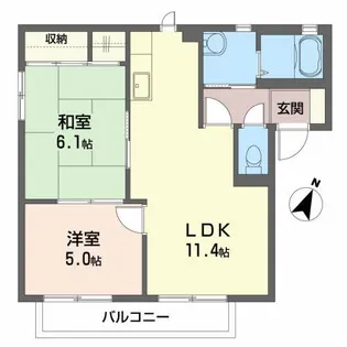 メゾンドブライトン B【2階】の間取り