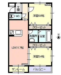 プラウドM【2階】の間取り