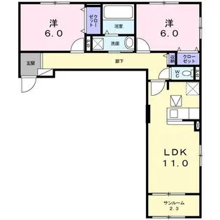 イースト・カーサB【1階】の間取り