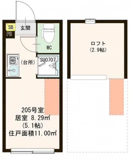 ハーモニーテラス王子III【2階】の間取り