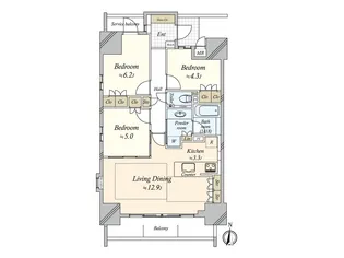 サンクレーア東山【4階】の間取り