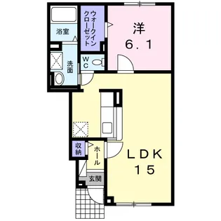 滝川市東町7丁目1LDKアパート【1階】の間取り