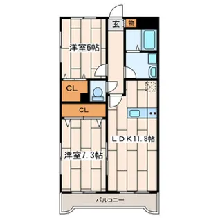 フェリスかしわ台【2階】の間取り
