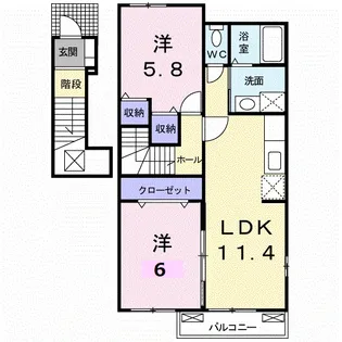 クレドール美咲B【2階】の間取り