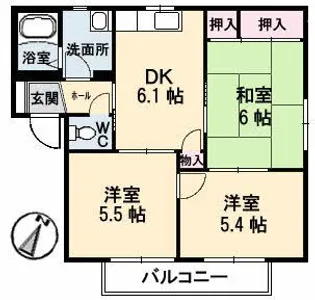タウンヒルズDOI A棟【2階】の間取り