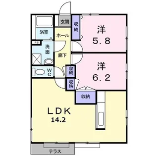 ビリーヴヒル壱番舘【1階】の間取り