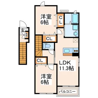 ブリーゼA.B【2階】の間取り