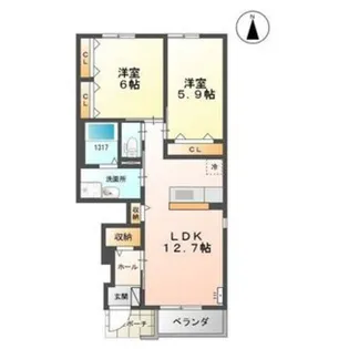 リジエール【1階】の間取り