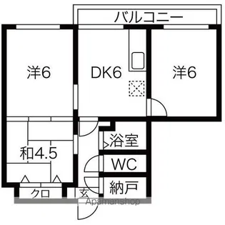 新琴似ハイツ 116号室【1階】の間取り