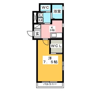 プリムローズ原山III【1階】の間取り