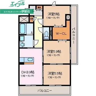 コンフォート ヴィーヴル【2階】の間取り