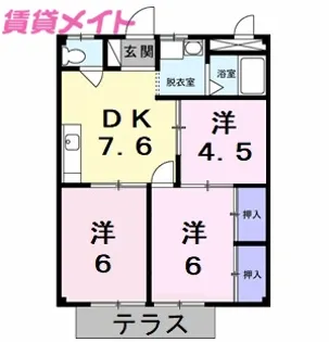 シティハイツ萩B棟【1階】の間取り
