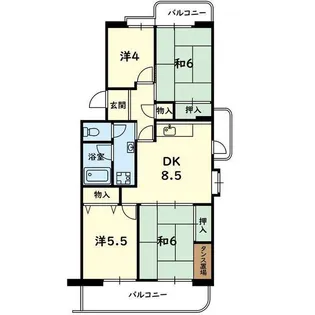 健軍団地10号棟【2階】の間取り