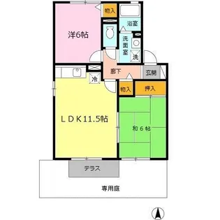 セジュールS C棟【1階】の間取り