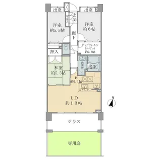 クレストシティアクアグランデ【1階】の間取り