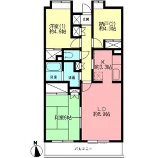 グランドゥール厚木【4階】の間取り