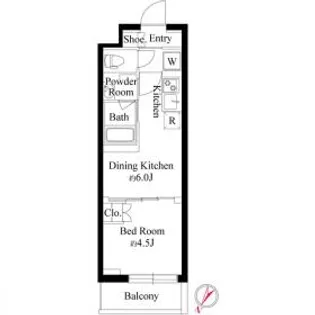 ハーモニーレジデンス新宿余丁町ザ・ガーデン【4階】の間取り