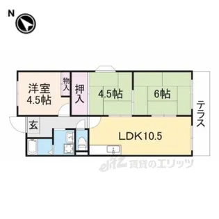 ヴィラージュ私市【2階】の間取り