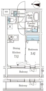ラティエラ品川西大井【4階】の間取り