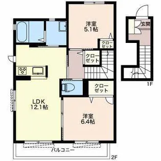 ソレイユ垂水 B【2階】の間取り