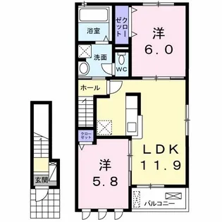 ソルマール 四季 A【2階】の間取り