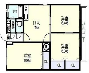 サンライズ旭 3-A【3階】の間取り