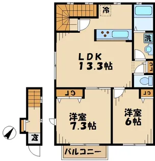 ファインヴィレッジはるひ野H棟【2階】の間取り