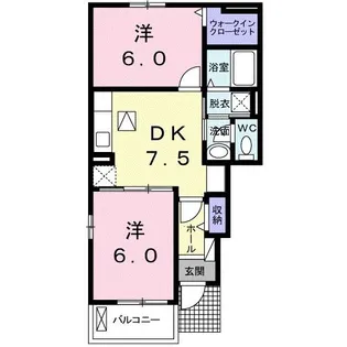 シャンブル・フランティノB【1階】の間取り